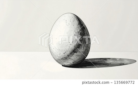 Isolated 3d white egg sphere and round glass ball object on a grey table with a chicken egg in a black circle bowl resembling a pearl planet in space Isolated 3d white egg sphere and round glass ball object on a grey table with a chicken egg in a black circle bowl resembling a pearl planet in space 135669772
