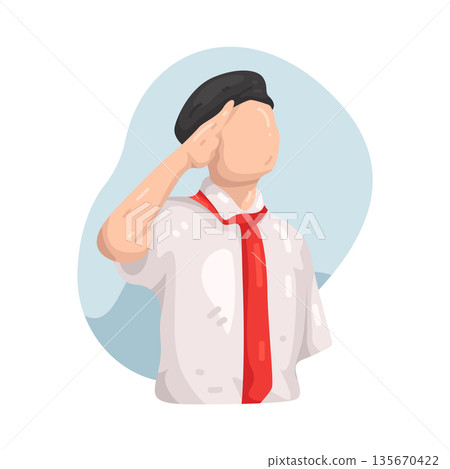 Illustration of man saluting  135670422