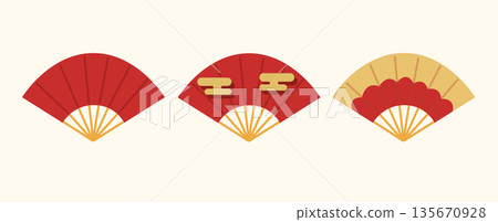 Chinese Folding Fans Vector Set 135670928