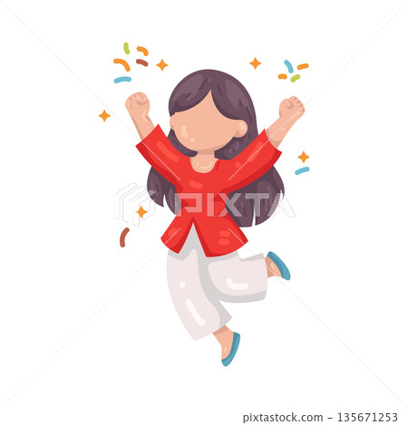 Illustration of Happy Girl Illustration of Happy Girl 135671253