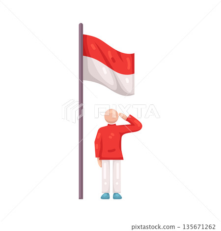 Illustration of Man Saluting Illustration of Man Saluting 135671262
