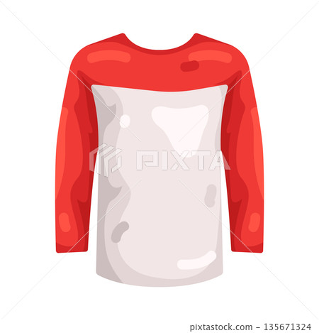 Illustration of Long-Sleeved Raglan T-Shirt Illustration of Long-Sleeved Raglan T-Shirt 135671324