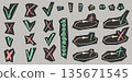 Sketch style checkmarks and hand drawn boxes with tick symbols. Crayon marks, crosses, and doodle icons for creative list illustrations Grunge chalk crayon scribbles doodles textures loading rectangle 135671545