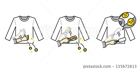 Illustration of brushing off pollen from clothes 135672613