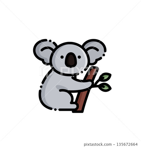 一隻超可愛的無尾小熊,手裡拿著樹枝,灰色的毛茸茸的身體,大大的眼睛,簡直萌爆了!適用於動物、馬丘比丘特色或療癒設計 一隻超可愛的無尾小熊,手裡拿著樹枝,灰色的毛茸茸的身體,大大的眼睛,簡直萌爆了!適用於動物、馬丘比丘特色或療癒設計 135672664