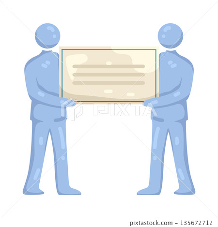 Illustration of Two People Holding a Certificate Illustration of Two People Holding a Certificate 135672712