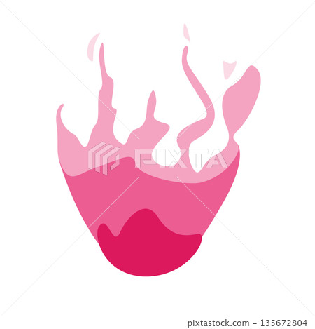 Pink flame-like vector abstraction with layered upward motion, paint splashes, blots and juicy glossy flow. Vector shape for cosmetic design, music artwork, fashion branding, or romantic print motifs. Pink flame-like vector abstraction with layered upward motion, paint splashes, blots and juicy glossy flow. Vector shape for cosmetic design, music artwork, fashion branding, or romantic print motifs. 135672804