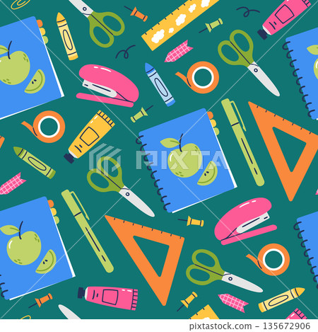 Seamless pattern with school and office supplies Seamless pattern with school and office supplies 135672906
