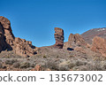 Iconic landscape of the Roques de Garcia, highlighting Roque Cinchado in Teide National Park, Tenerife, Spain 135673002