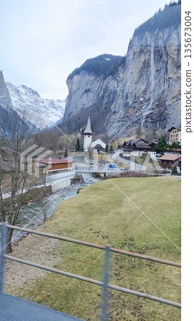 Interlaken, Switzerland - March 18 2023: Surrounding View of Mountanious Interlaken Interlaken, Switzerland - March 18 2023: Surrounding View of Mountanious Interlaken 135673004