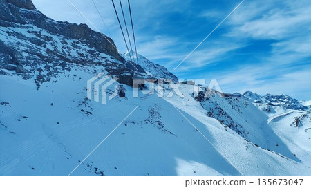 Interlaken,  Switzerland - March 18 2023: Surrounding View of Mountanious Interlaken 135673047