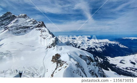 Interlaken,  Switzerland - March 18 2023: Surrounding View of Mountanious Interlaken 135673055