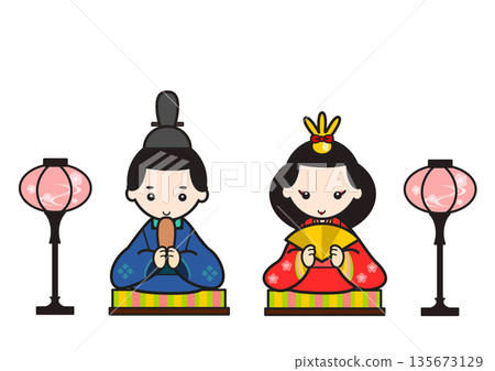女兒節雛人偶與天皇的插圖 女兒節雛人偶與天皇的插圖 135673129