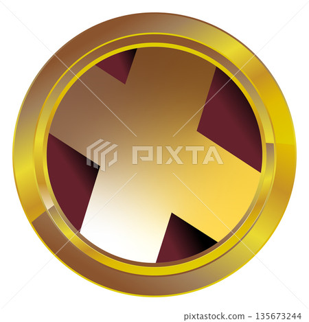 Gold label on a white background 135673244