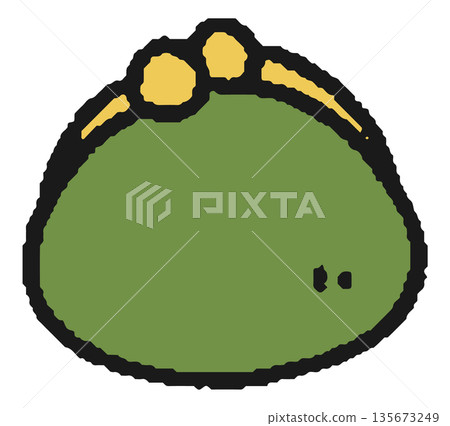 Hand-drawn illustration of a green clasp wallet Hand-drawn illustration of a green clasp wallet 135673249