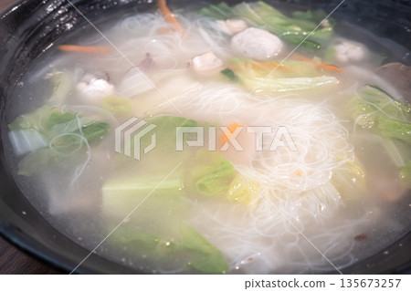 Mixed Seafood Rice Noodles, Rice Noodle Soup 135673257