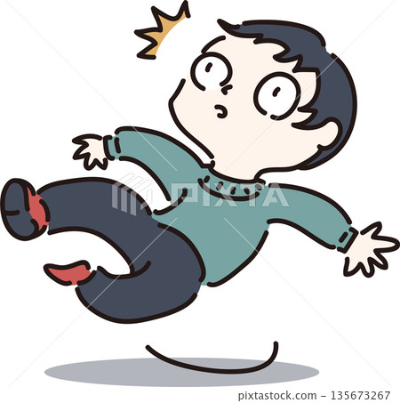 Illustration of a child with a surprised expression after slipping - Shortcut Illustration of a child with a surprised expression after slipping - Shortcut 135673267