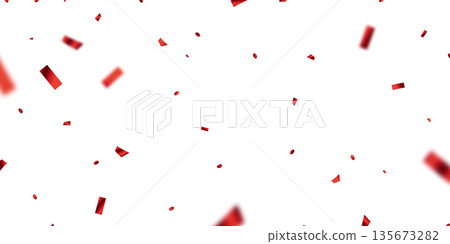 Beautiful red confetti pattern background with zigzag lines for celebration. Festive decoration vector illustration. 135673282