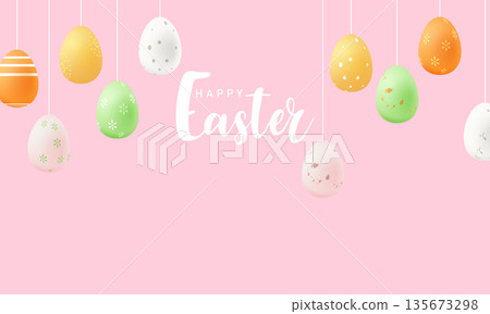 Happy Easter! Illustration vector background of a beautiful Easter greeting card. Happy Easter! Illustration vector background of a beautiful Easter greeting card. 135673298
