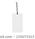 White label with black thread isolated on white background 135673323