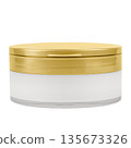 Body cream in a transparent jar on an isolated white background 135673326