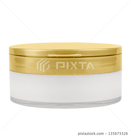 Body cream in a transparent jar on an isolated white background Body cream in a transparent jar on an isolated white background 135673326