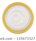 Body cream in a transparent jar on an isolated white background 135673327
