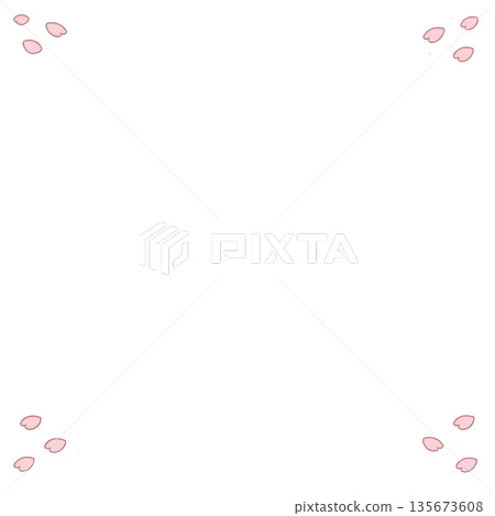 Cherry blossom petal background (white background, square flat) 135673608