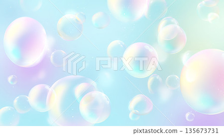 漂浮著五彩繽紛的肥皂泡，構成了一幅奇妙的背景圖。 135673731