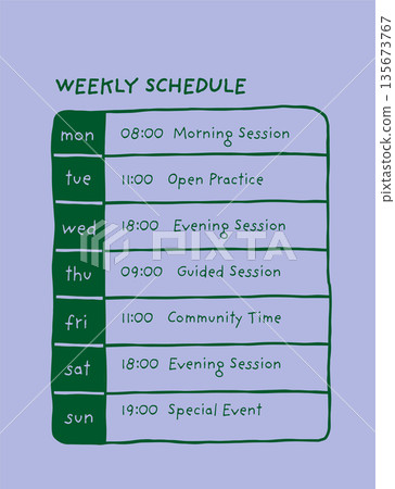 Minimalist hand drawn weekly planner template. Organizer page, diary and office schedule list. Minimalist hand drawn weekly planner template. Organizer page, diary and office schedule list. 135673767