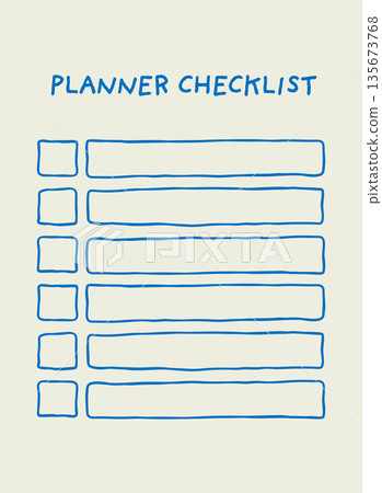Minimalist hand drawn planner checklist template. Organizer and productivity management to do list. Minimalist hand drawn planner checklist template. Organizer and productivity management to do list. 135673768
