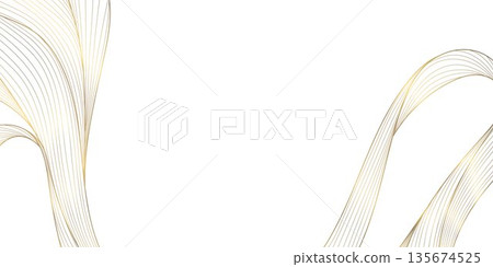 Luxury abstract gold wave pattern, elegant line art background. Premium Japanese vector design, flowing curves, luxury graphic, organic shapes, soft textures, poster, frame, wallpaper. Luxury abstract gold wave pattern, elegant line art background. Premium Japanese vector design, flowing curves, luxury graphic, organic shapes, soft textures, poster, frame, wallpaper. 135674525