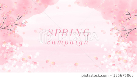 Spring cherry blossom watercolor illustration frame Spring cherry blossom watercolor illustration frame 135675063