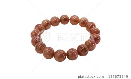 Lepidolite crystal bracelet macro photography white background 135675349