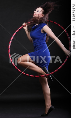 Dance hoop Beautiful woman in blue 135675478