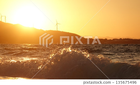 Beautiful beach and sunset Beautiful beach and sunset 135675496