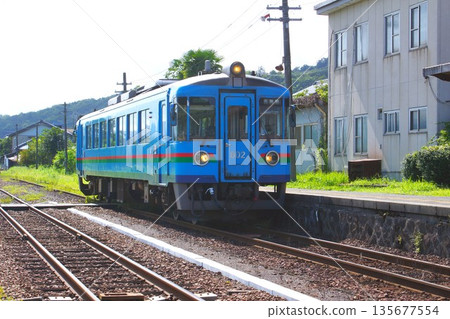 Scenery from the Kyoto Tango Railway Miyafuku Line: Yosano Station, Railbus diesel railcar (KTR700 type) 135677554