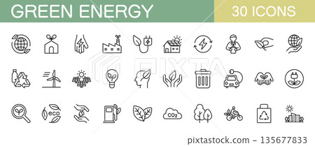 Green energy and ecology icon set 135677833