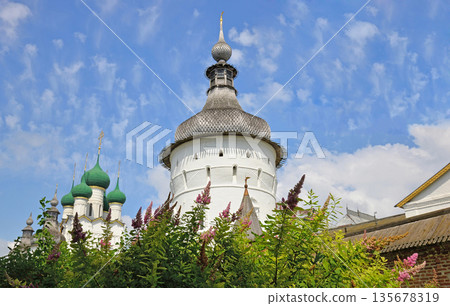 Russia, Rostov Veliky, Grigorievskaya Tower and of the Church of Ioanna Bogoslova Russia, Rostov Veliky, Grigorievskaya Tower and of the Church of Ioanna Bogoslova 135678319