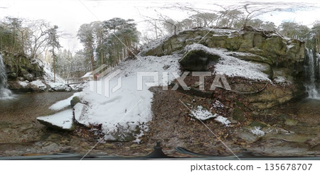Snow scene of Kozo Fudo Falls VR photo 135678707