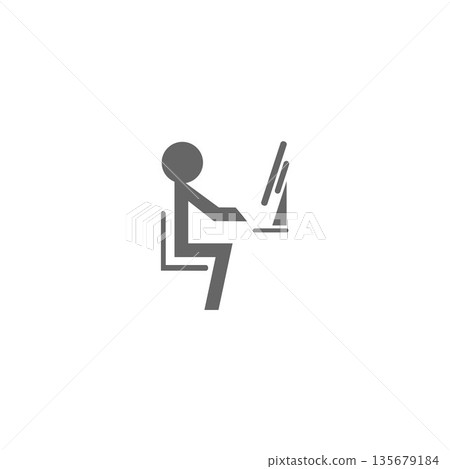 icon sticker realistic design on computer man 135679184
