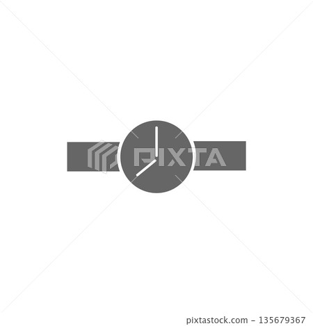 flat icon in black and white style clock timer 135679367