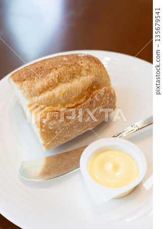 French bread and butter from a delicious restaurant 135679541