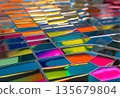 Colored glass panel reflecting light into vivid rainbow hues AI Generated 135679804