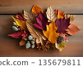 Dried flowers and leaves arranged as natural home decor AI Generated 135679811