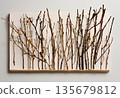 Dried branches and leaves arranged as minimalist home decor AI Generated 135679812