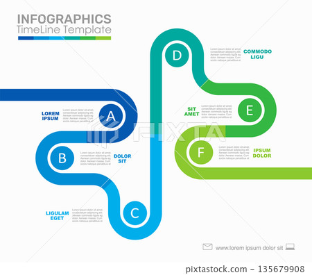 Colorful timeline infographic with icons and text for process visualization, planning, or presentation use. Vector illustration. Colorful timeline infographic with icons and text for process visualization, planning, or presentation use. Vector illustration. 135679908