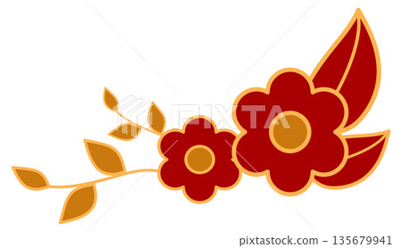 Traditional Chinese Red Flowers with Golden Leaves Illustration for Lunar New Year Decoration Traditional Chinese Red Flowers with Golden Leaves Illustration for Lunar New Year Decoration 135679941