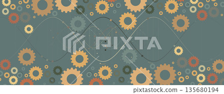 Futuristic steampunk style DNA background, connected neural web Futuristic steampunk style DNA background, connected neural web 135680194