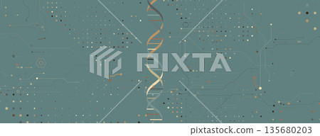 Futuristic steampunk style DNA background, connected neural web Futuristic steampunk style DNA background, connected neural web 135680203